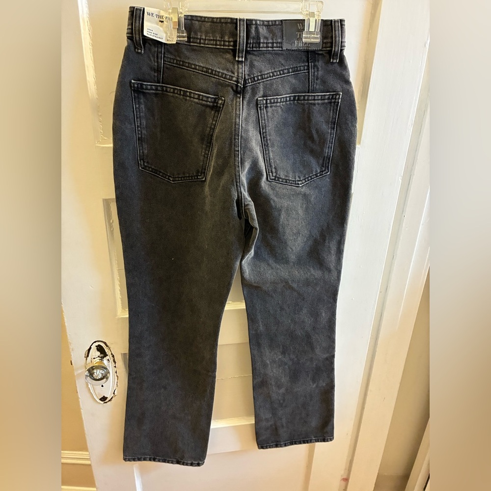 Free People We the Free Black Xena High Rise Slim Straight Jeans - Picture 7 of 8